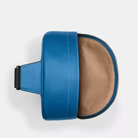 Coach West Pack Sling Bag Checker Blue Canvas Leather Sling Backpack CR294 - Picture 9 of 10